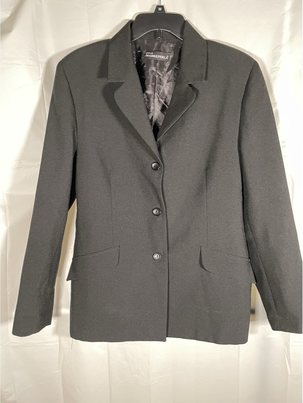 Vintage Madreperla Black Blazer Jacket Women IT 48 US 12 Large Made In Italy